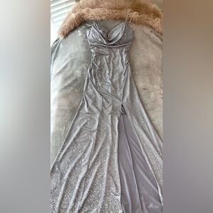 Silver glittery formal dress, like new.